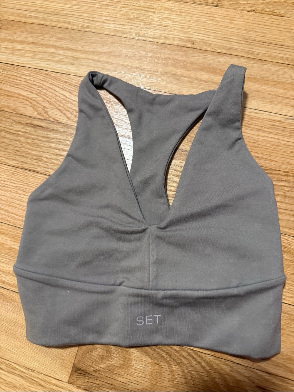 SET Active Charcoal Grey V-Neck Racerback Sport Bra